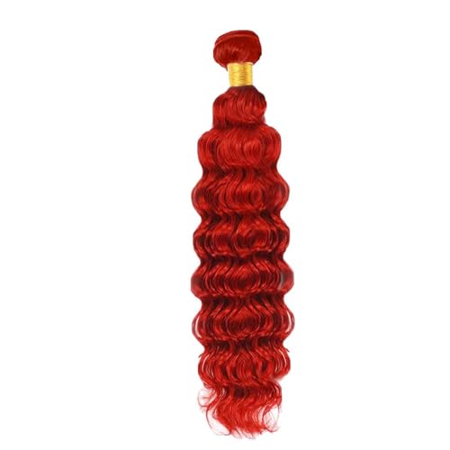 14 Inch Pure Red Deep Wave Human Hair Bundle for Quick Weave