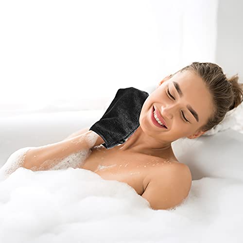PHOGARY 10-Pack Microfiber Wash Mitts Set - Reusable Face & Body Cleansing Gloves, Black & Grey