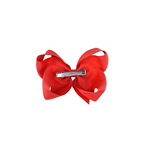 SKYii Red Hair Bows for Girls & Toddlers - 6 Pack Handmade Clip Hair Accessories