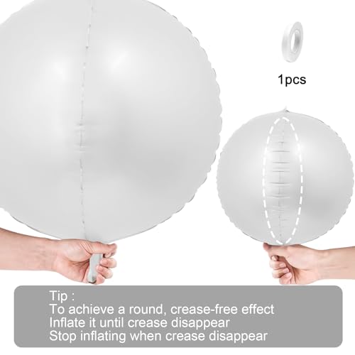 12PCS Matte White Round Foil Balloons - 22" 15" 10" Sizes for Parties