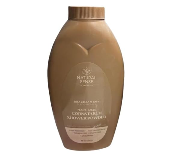 Natural Sense Shower Powder - Plant-Based Cornstarch, 10 oz