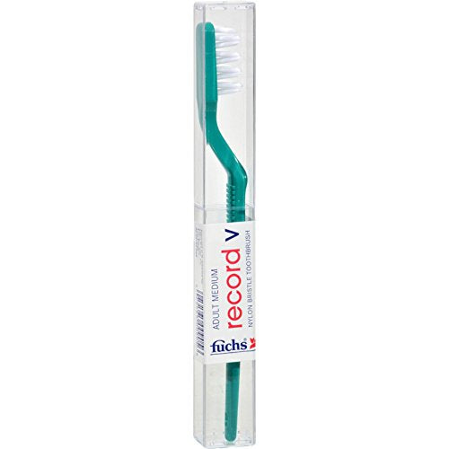 Fuchs Record V Toothbrush Medium Nylon Bristles, Ergonomic Handle