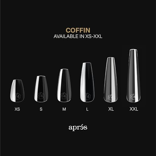 Aprés Gel-X Coffin Nail Tips Box - 280 Soft Tips with 14 Sizes, Long & Half-Sizes