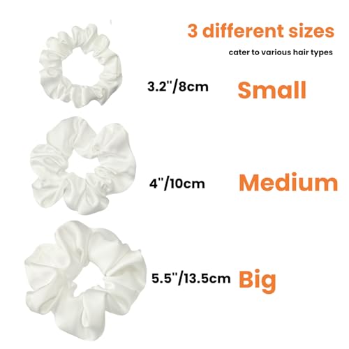 Satin Scrunchies Set - 3 No Crease Hair Ties for Women & Girls