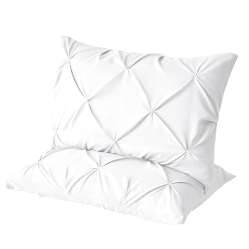 VACVELT King Size Pintuck Pillow Shams - 2 Pack, Soft Microfiber