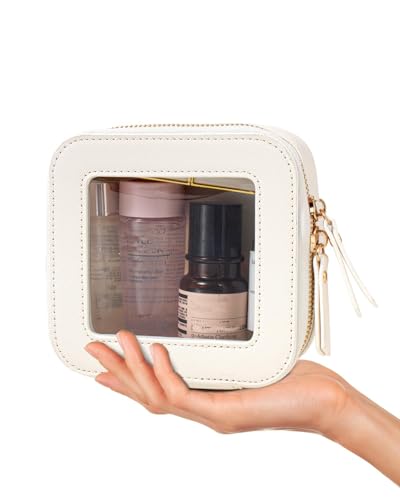 FFpaw Mini White Travel Clear Makeup Bag Set TSA Approved Cosmetic Organizer