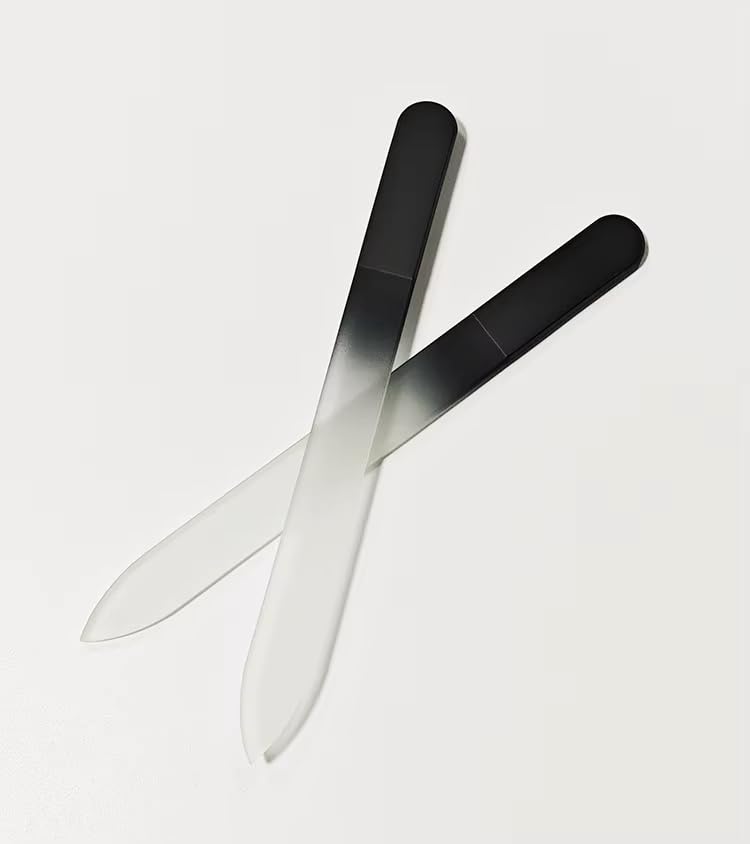 Glass Nail File Set with Cuticle Pusher & Buffer – Manicure Tools for Nails & Pedicure
