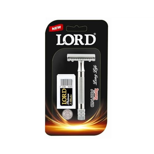 LORD Sterling Premium Safety Razor with Chrome-Plated Handle