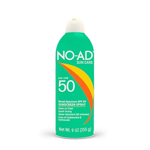 NO-AD SPF 50 Sunscreen Spray, 9 Fl Oz | Non-Greasy & Waterproof