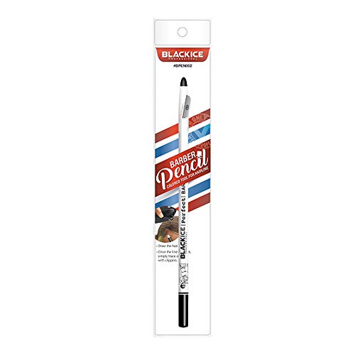 Black Ice Barber Pencil White 6-Count - Natural Hairline Marker for Beard & Eyebrow