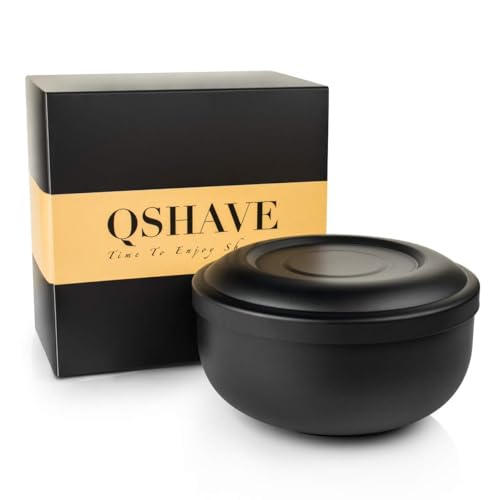 QSHAVE Stainless Steel Shaving Bowl with Lid - Matte Black 4 Inch