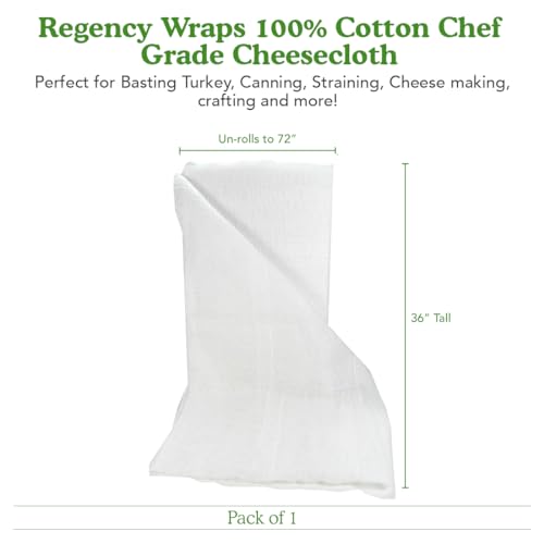 Regency Chef-Grade 100% Cotton Cheesecloth - 36"x72" (Pack of 4)