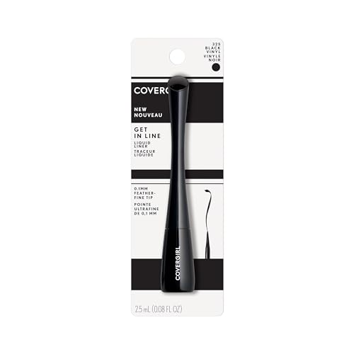 COVERGIRL Get In Line Liquid Eyeliner Black Vinyl 0.08 Fl oz Pack of 2