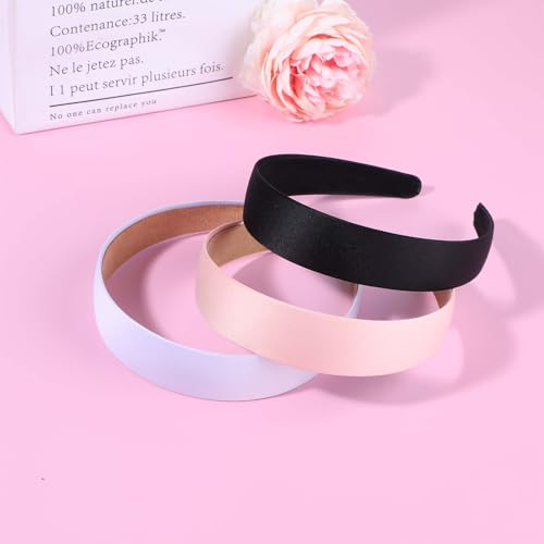 WLLHYF Satin Headbands 3 Pack - Wide Hair Bands for Women, Fashion & DIY