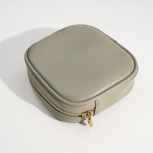 Benfan Leather Cosmetic Bag for Women Green Small - Waterproof Travel Makeup Organizer