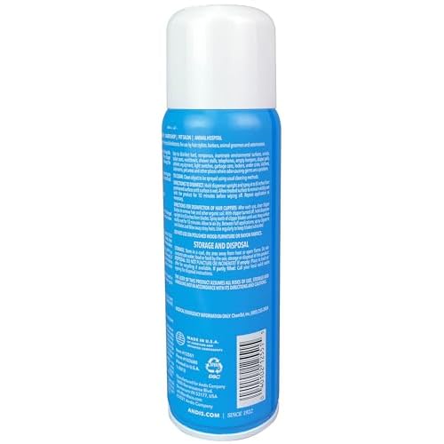 Andis 12551 Cool Care Plus 5-in-1 Clipper Blade Spray - Professional Grooming Tool with Easy Cleaning, Cooling, Disinfecting, Lubricating, and Rust Prevention ? All Hairs Type, 6 Oz ? Blue