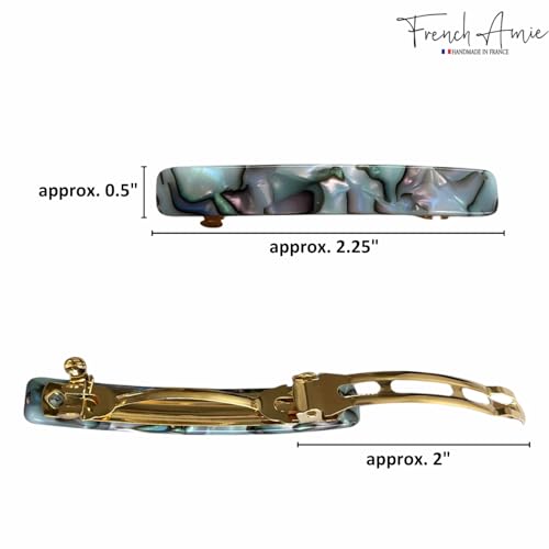 French Amie 2.25" Small Hair Barrette - Gray Magma Cellulose Acetate Clip