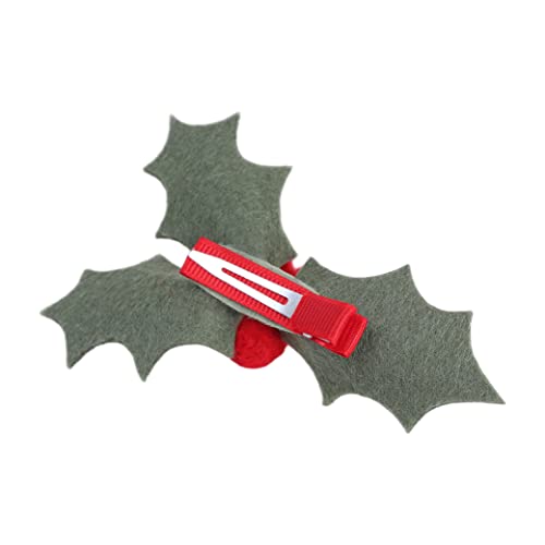 Christmas Holly Berry Hair Clip - Felt Holiday Hair Accessory for Girls