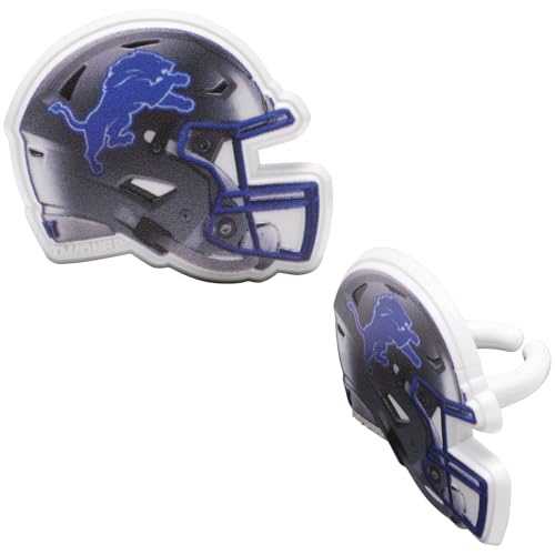 NFL Detroit Lions Cupcake Toppers - 24 Helmet Rings, Food Safe