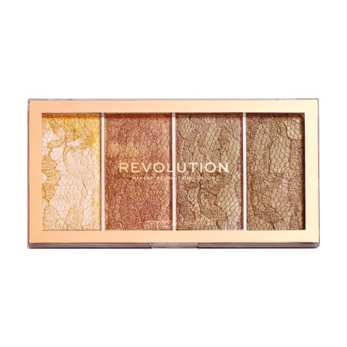 Makeup Revolution Vintage Lace Highlighter Palette - 4 Pigmented Shades