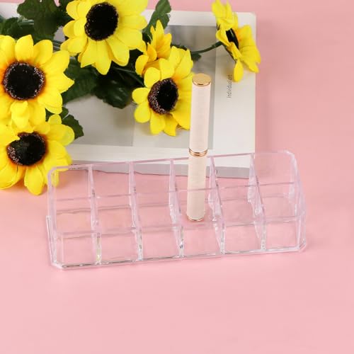 12-Slot Acrylic Lipstick Organizer Case - Clear Makeup Storage