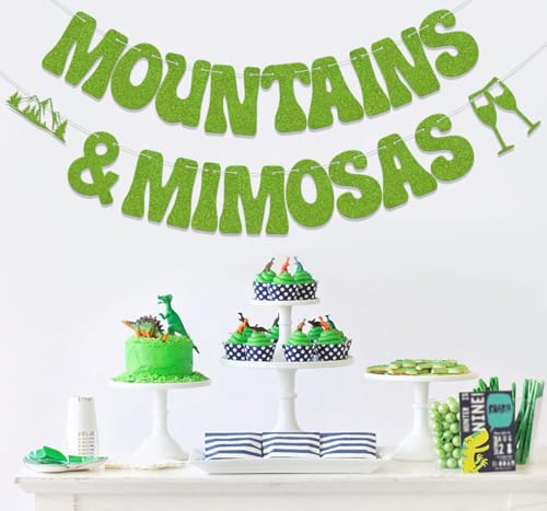 Mountains & Mimosas Banner - Camping Theme Bachelorette Party Decor