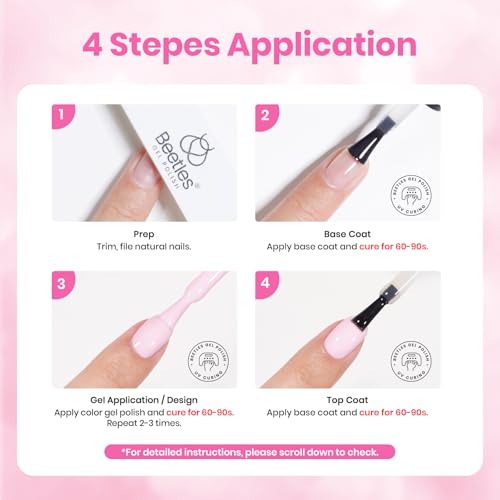 Beetles Gel Nail Polish Kit - 6 Pcs White & Pink with UV Light