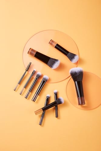 COSHINE Black Portable 10-Piece Makeup Brush Set with Pouch - Travel-Friendly Cosmetic Brushes