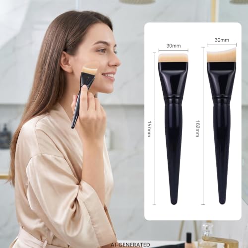 SEINGTOOM 2PCS Foundation Brush Set - Flat & Fishtail Makeup Brushes