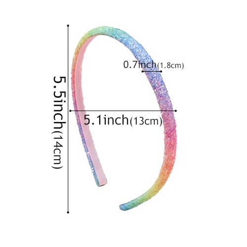 10 Pcs Glitter Headbands for Girls | Sparkly Rainbow Hair Hoops