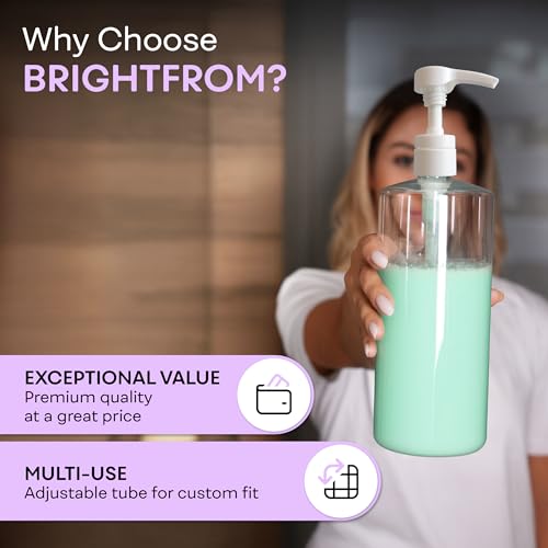BRIGHTFROM Universal Shampoo & Conditioner Dispenser Pump Set for 12oz-33.8oz Bottles, Fits 28/410 Neck, Pack of 2
