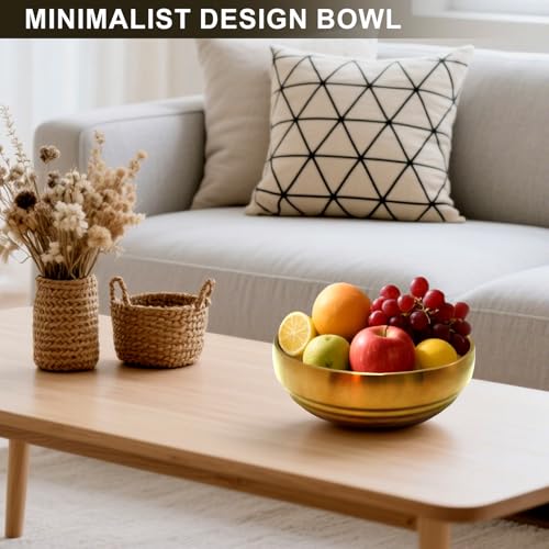7.4-Inch Gold Decorative Bowl - Modern Centerpiece for Home Decor