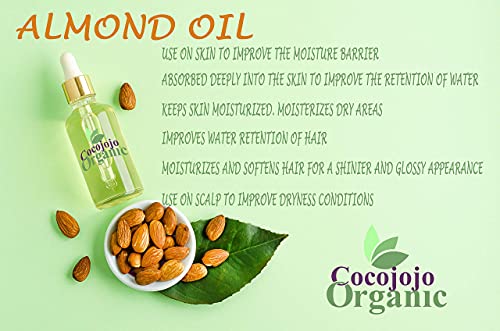 Pure Sweet Almond Oil - 16 oz Cold Pressed Carrier Oil for Skin & Hair