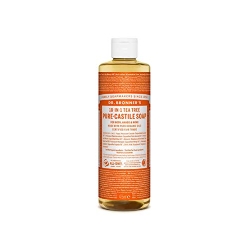 Dr. Bronner's Tea Tree Liquid Soap - 16 oz Pure-Castile for Acne & Dandruff
