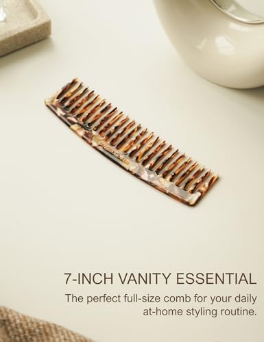 Heesch Amber Wide Tooth Comb Set for Curly & Thick Hair - 5 & 7 Inch Travel & Styling Comb
