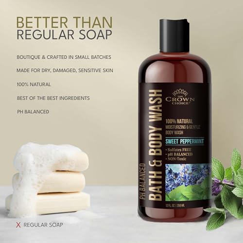 Sweet Peppermint Body Wash for Sensitive Skin - 2 Pack, 12oz