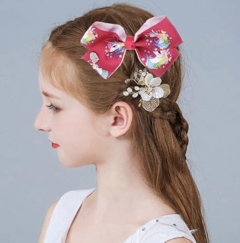 JoJo Siwa Rainbow Hair Bows Clips - 6 Pack Girls Handmade Boutique Hair Accessories