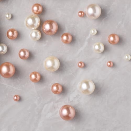 150 Pcs No Hole Pearl Beads - White & Rose Gold Vase Fillers