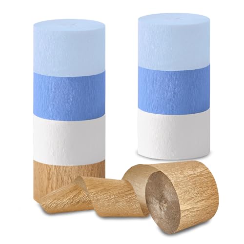 Blue Crepe Paper Streamers - 8 Rolls for Party Decorations
