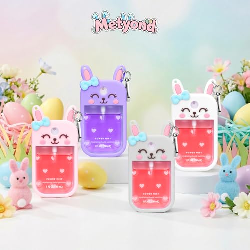 Metyond Rabbit Silicone Hand Sanitizer Case with Keychain for Touchland 1 OZ, Travel Friendly