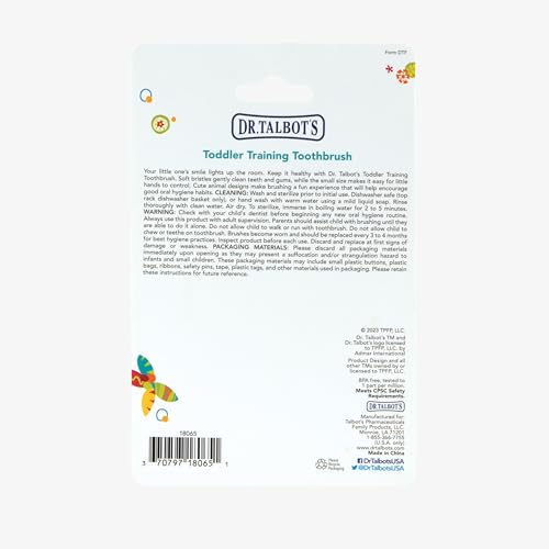 Dr. Talbot's Toddler Training Toothbrush 3-Pack - Soft Bristles & Fun Designs