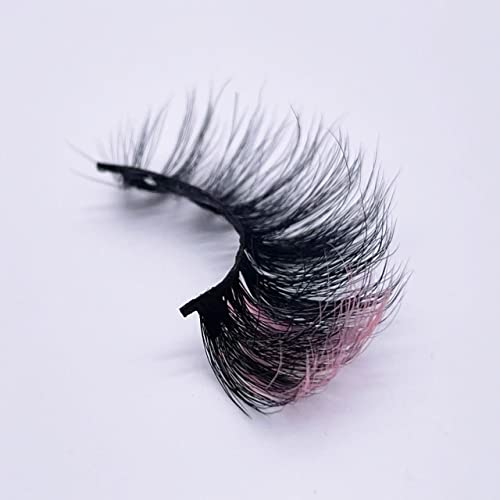 Pink-18mm Miss Kiss Black and Pink Faux Mink Lashes, Reusable, No Glitter
