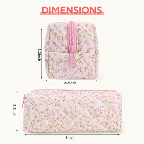 Floral Quilted Makeup Bag for Travel and Daily Use - Organizer Cosmetic Pouch