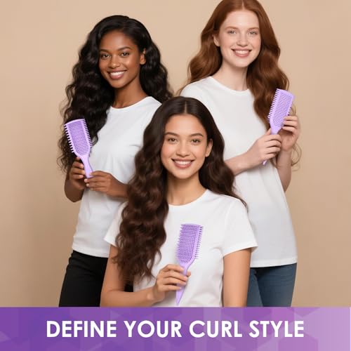 QUWHE Pink Dual-Vented Curl Defining & Detangling Hair Brush for Wet & Dry Hair