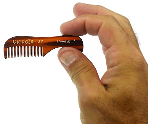 Giorgio 3 Pack Tortoiseshell Small Beard & Mustache Comb Set - Pocket Size, Handmade, Durable Cellulose Acetate