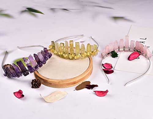 7 Chakra Crystal Crown Headband - Handmade Raw Quartz Tiara for Weddings & Parties