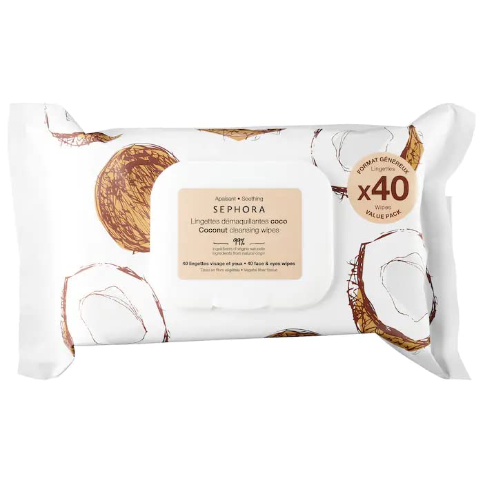 Sephora Clean Cleansing & Gentle Exfoliating Wipes Coconut – Facial Makeup Remover