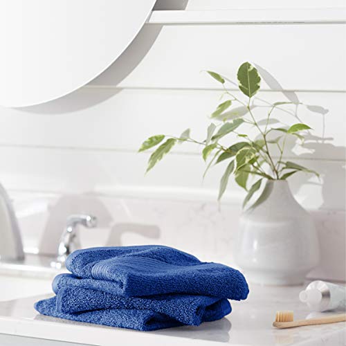 Amazon Basics Cotton Washcloths - Highly Absorbent, Navy Blue, 12-Pack