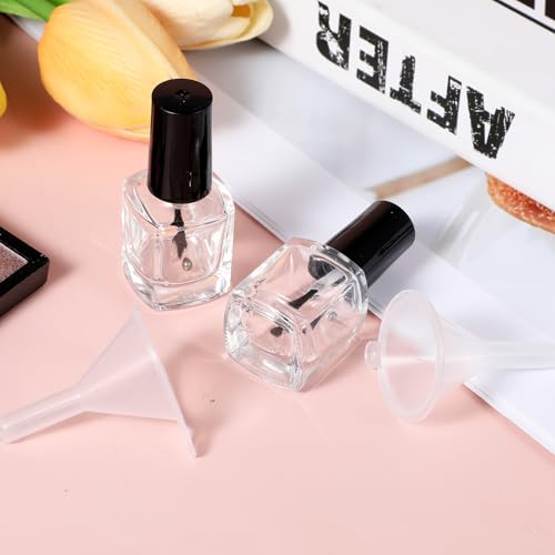 Qulkws 2 Pack 5ml Clear Glass Nail Polish Bottles with Brush & Funnel