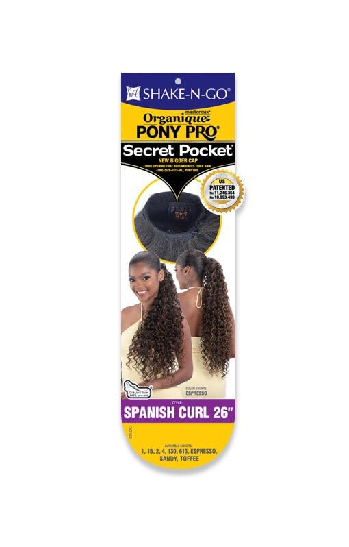 Shake-N-Go Organique Ponytail with Spanish Curl 26 inches - Dark Brown 2, 1 Pack
